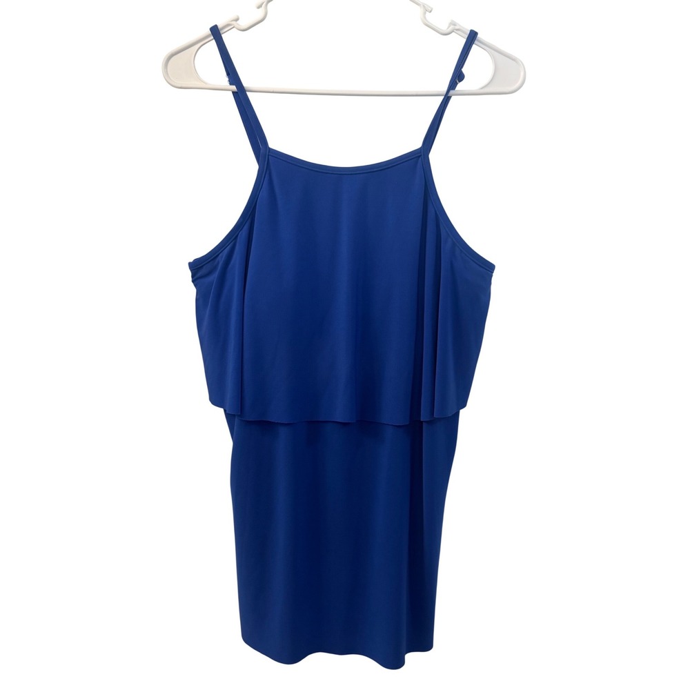 Magicsuit By Miraclesuit Royal Blue Ruffle Tiered Tankini Top Underwire Swimwear